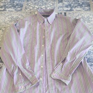 Ralph Lauren Purple and White Casual Button Down Shirt